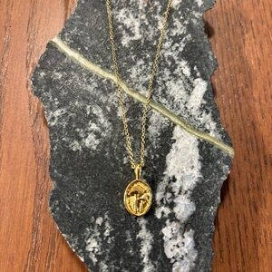 Gold Mushroom Pendant Necklace